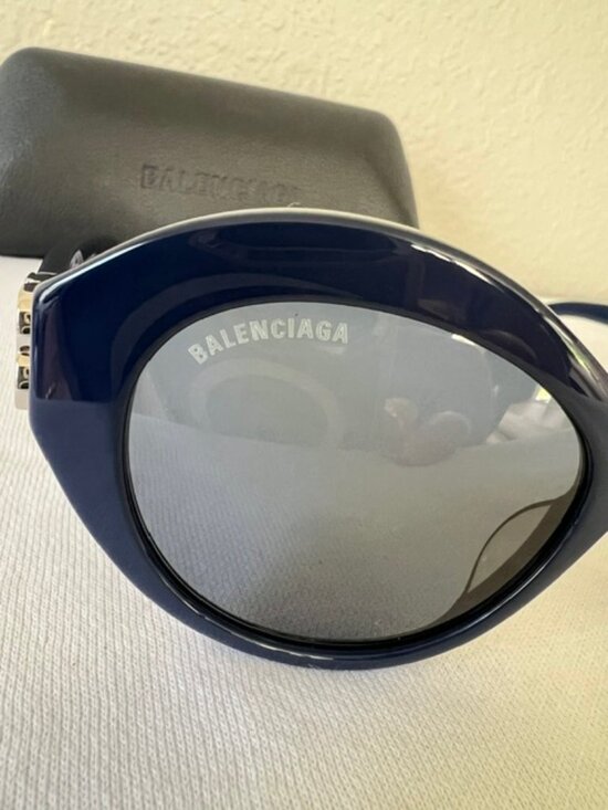 BALENCIAGA Sunglasses Navy Blue/ Silver Womenswear BB0133S 004 main image 9